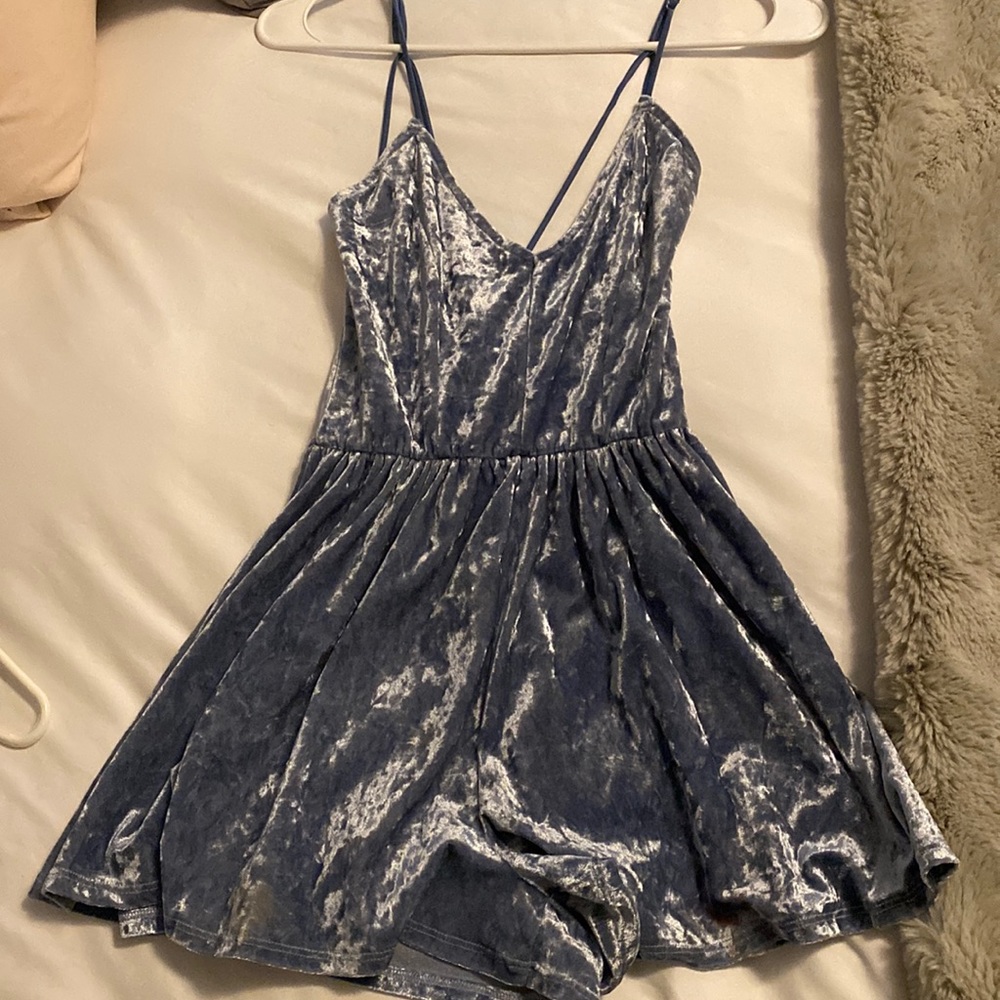 Blue velvet romper